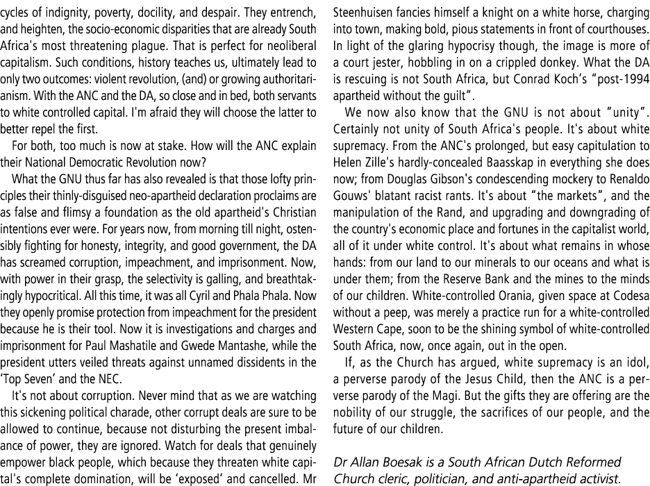cycles of indignity, poverty, docility, and despair. They entrench, and heighten, the socio economic disparities that...