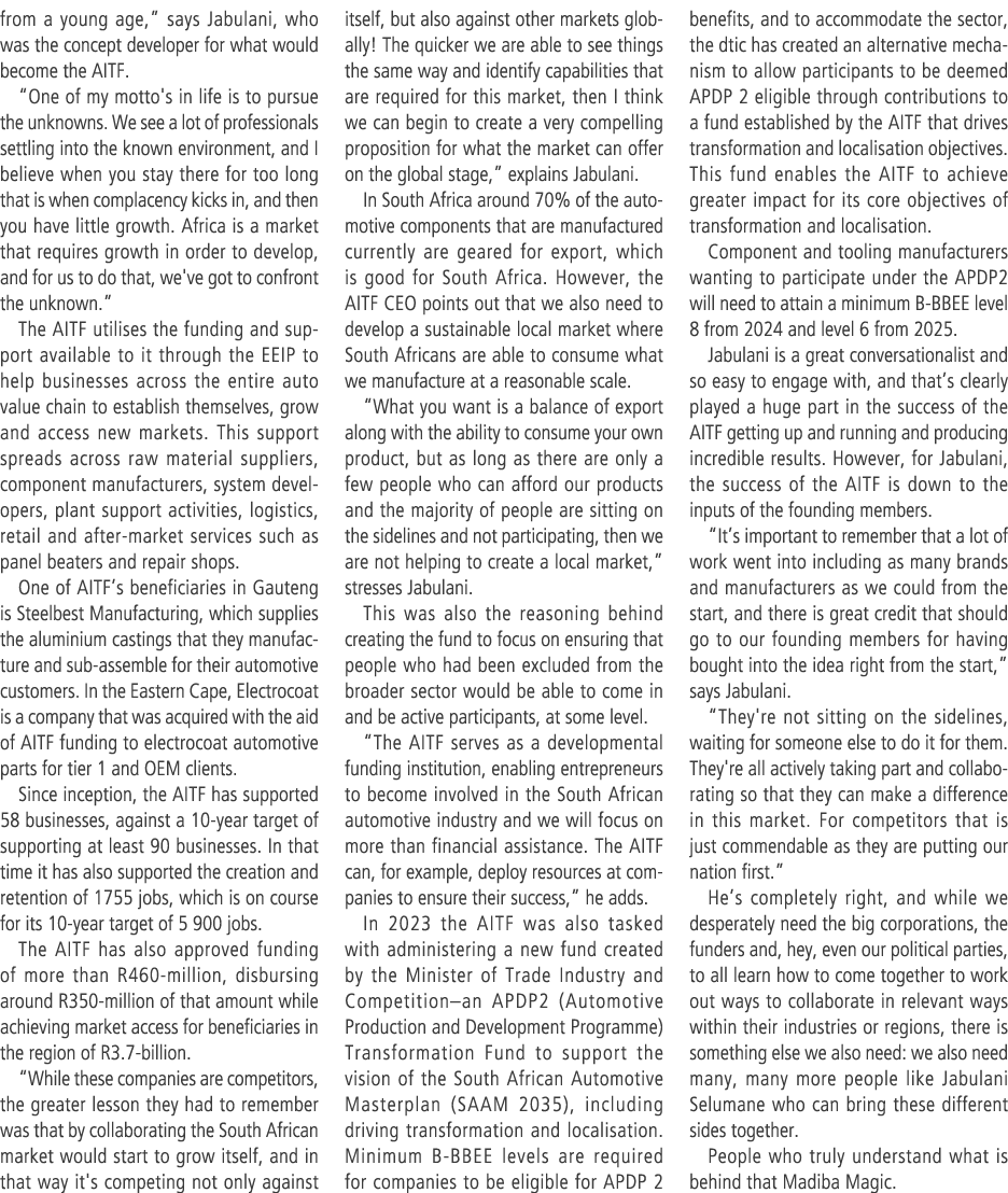 from a young age,” says Jabulani, who was the concept developer for what would become the AITF. “One of my motto's in...