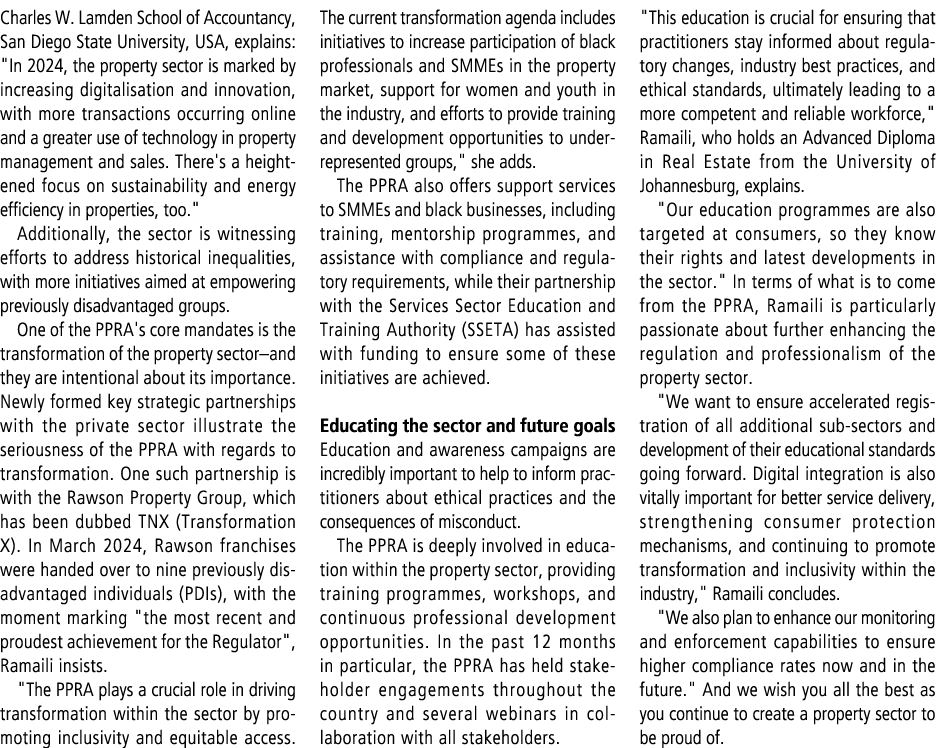 Charles W. Lamden School of Accountancy, San Diego State University, USA, explains: \“In 2024, the property sector is...