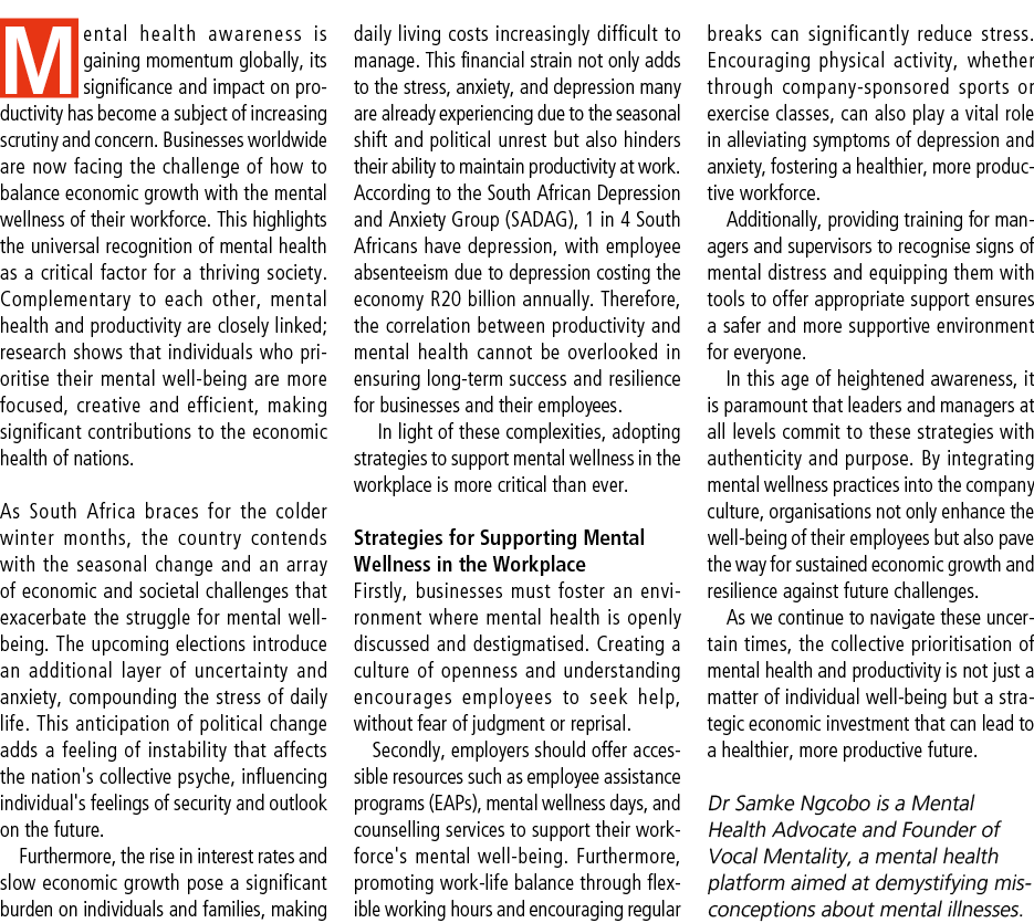 Mental health awareness is gaining momentum globally, its significance and impact on productivity has become a subjec...