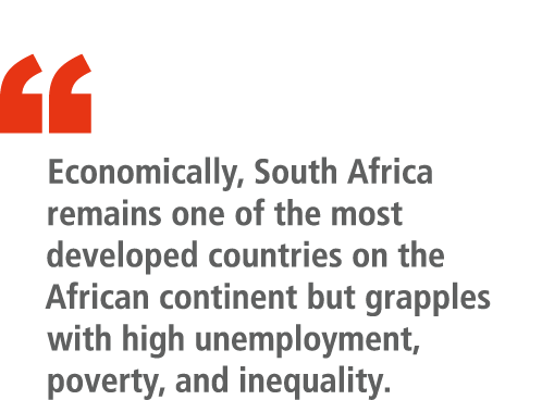 “ Economically, South Africa remains one of the most developed countries on the African continent but grapples with h...