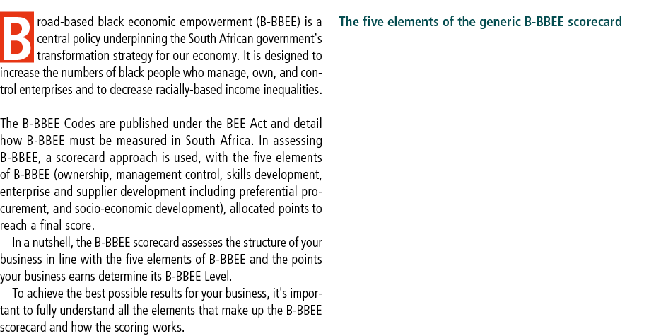 Broad based black economic empowerment (B BBEE) is a central policy underpinning the South African government's trans...