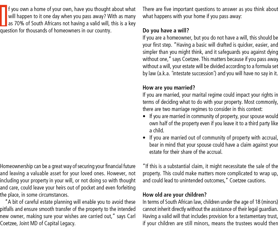 If you own a home of your own, have you thought about what will happen to it one day when you pass away? With as many...