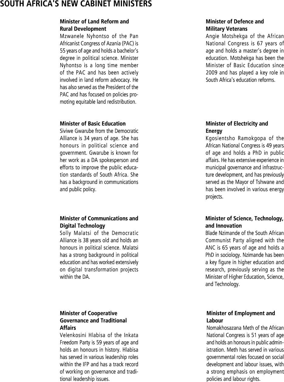 South Africa's New Cabinet Ministers Minister of Land Reform and Rural Development Mzwanele Nyhontso of the Pan Afric...