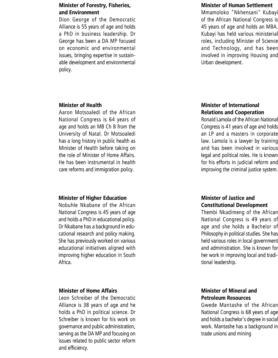 Minister of Forestry, Fisheries, and Environment Dion George of the Democratic Alliance is 55 years of age and holds ...
