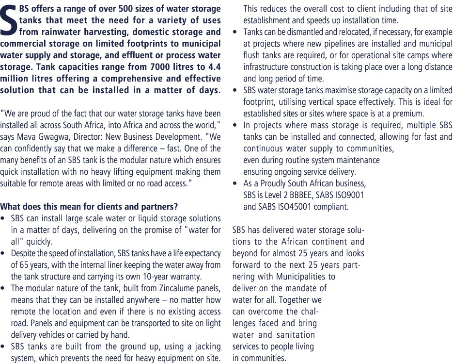 SBS offers a range of over 500 sizes of water storage tanks that meet the need for a variety of uses from rainwater h...