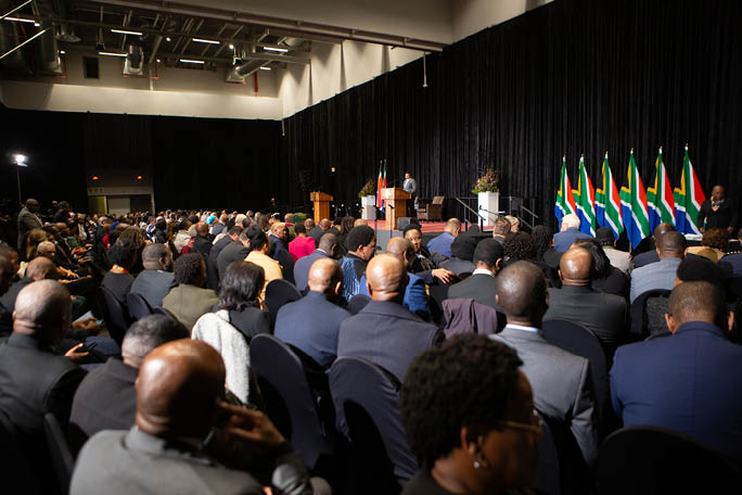 CAPE TOWN, SOUTH AFRICA - JULY 03: A general view during the swearing-in ceremony of the new national executive members at Cape Town International Convention Centre on July 03, 2024 in Cape Town, South Africa. The new National Executive constitutes the 7th Democratic Administration as a Government of National Unity comprising a diversity of political parties as an outcome of the national and provincial elections held on Wednesday, 29 May 2024. (Photo by Misha Jordaan/Gallo Images via Getty Images)