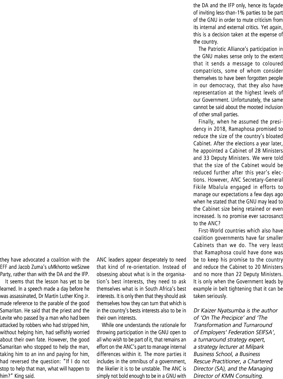 they have advocated a coalition with the EFF and Jacob Zuma’s uMkhonto weSizwe Party, rather than with the DA and the...