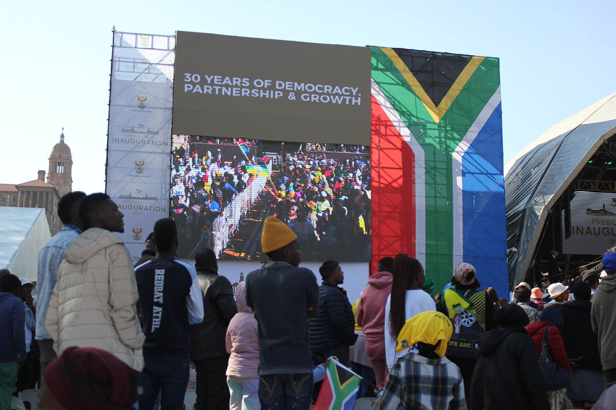 PRETORIA, SOUTH AFRICA - JUNE 19: South Africans at the Presidential Inauguration at Union Buildings on June 19, 2024 in Pretoria, South Africa. The Presidential Inauguration follows the first sitting of the National Assembly (NA), and also marks the beginning of the seventh administration and the President?s term of office. (Photo by Manash Jyoti Das/Gallo Images via Getty Images)