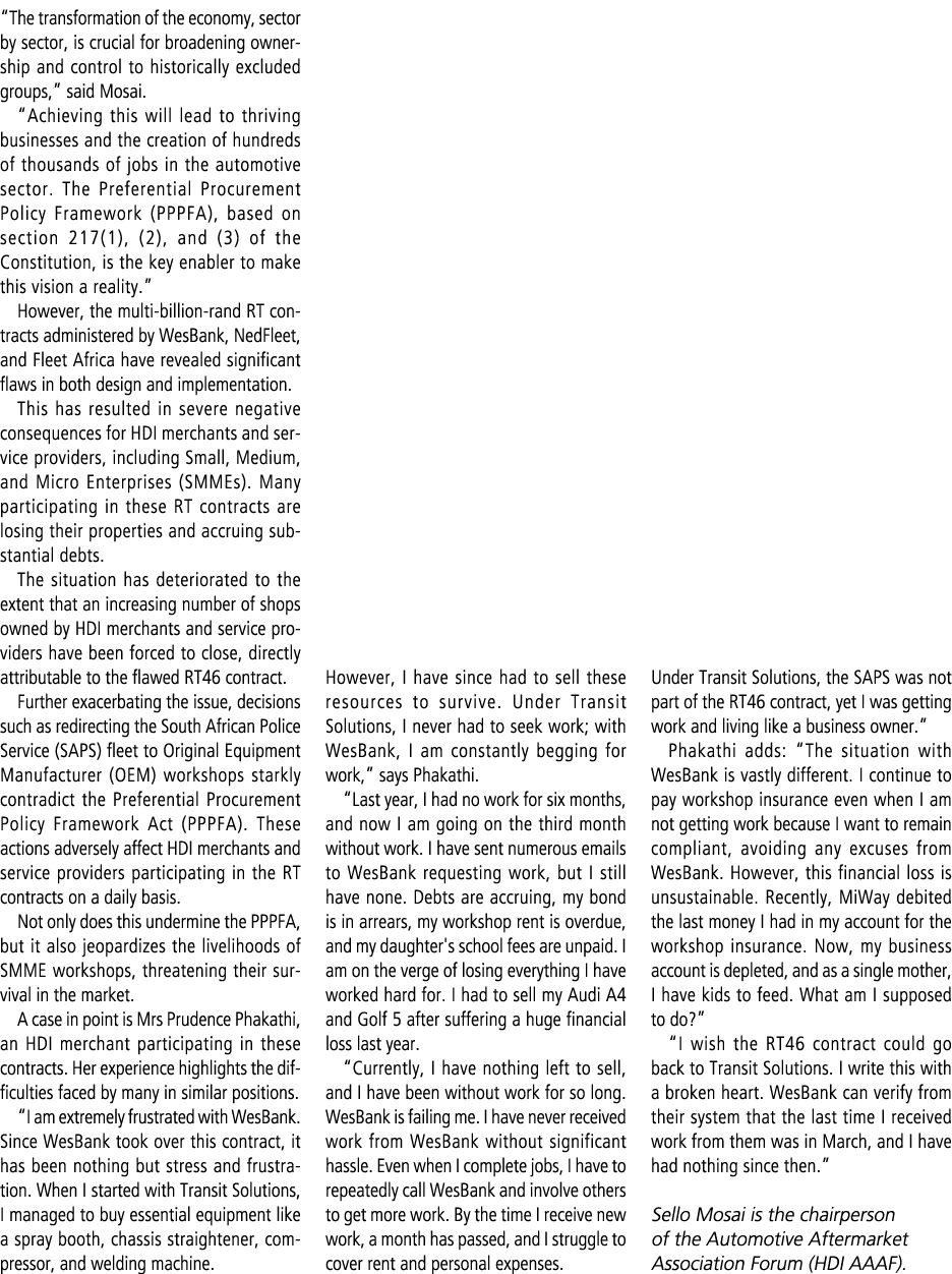 “The transformation of the economy, sector by sector, is crucial for broadening ownership and control to historically...