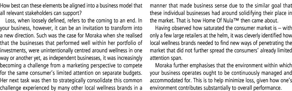 How best can these elements be aligned into a business model that all relevant stakeholders can support? Loss, when l...