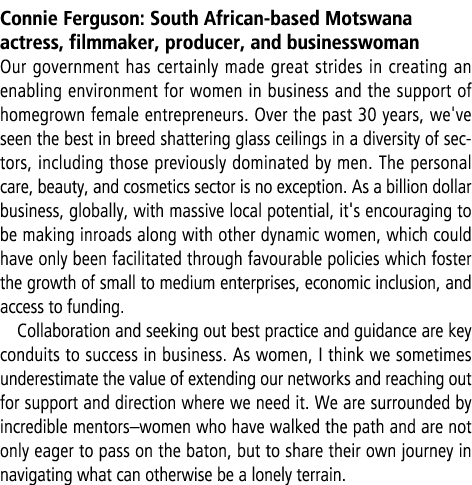 Connie Ferguson: South African based Motswana actress, filmmaker, producer, and businesswoman Our government has cert...