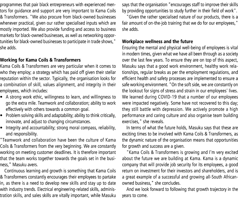 programmes that pair black entrepreneurs with experienced mentors for guidance and support are very important to Kama...