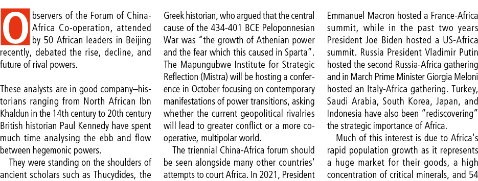 Observers of the Forum of China Africa Co operation, attended by 50 African leaders in Beijing recently, debated the ...