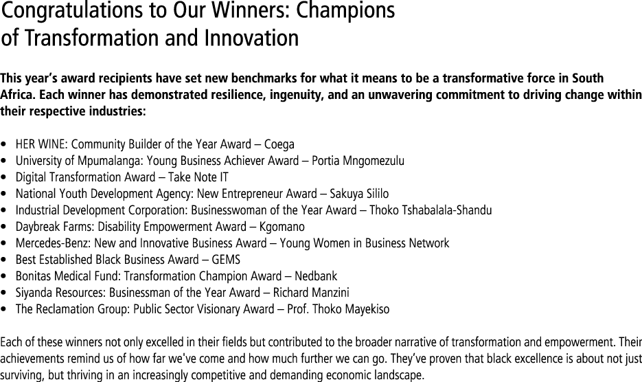 Congratulations to Our Winners: Champions of Transformation and Innovation This year’s award recipients have set new ...