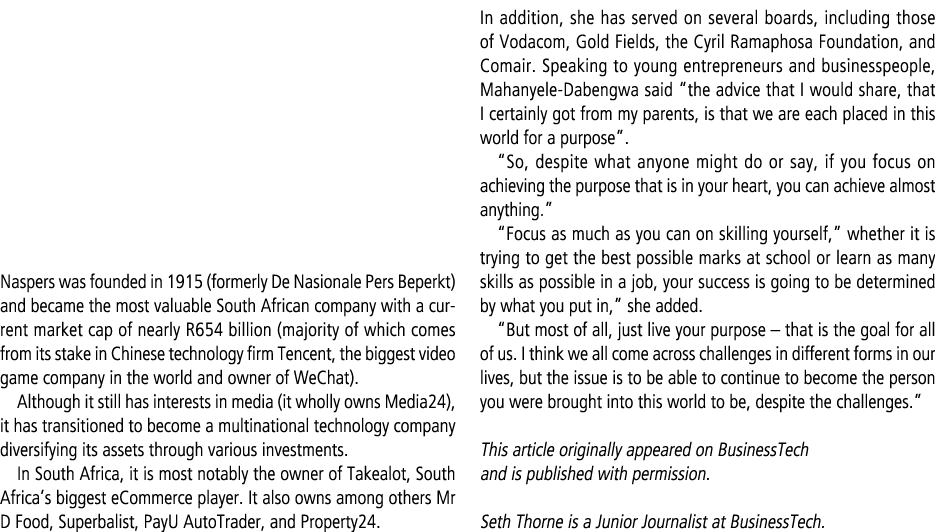 Naspers was founded in 1915 (formerly De Nasionale Pers Beperkt) and became the most valuable South African company w...