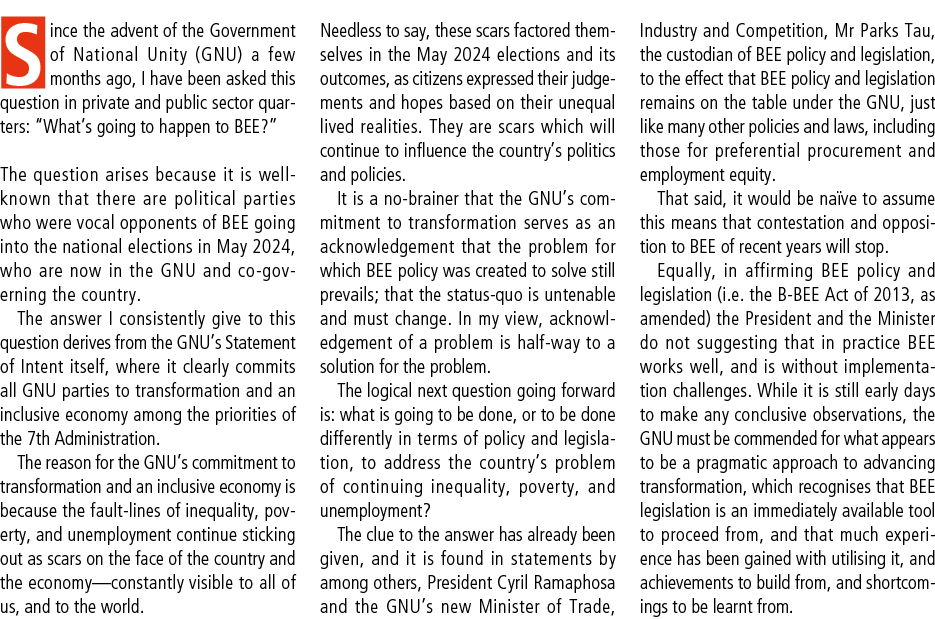 Since the advent of the Government of National Unity (GNU) a few months ago, I have been asked this question in priva...
