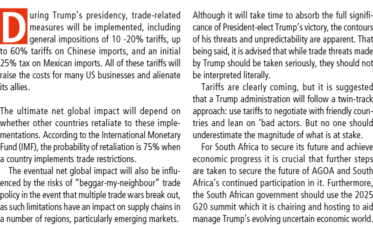 During Trump’s presidency, trade related measures will be implemented, including general impositions of 10 20% tariff...