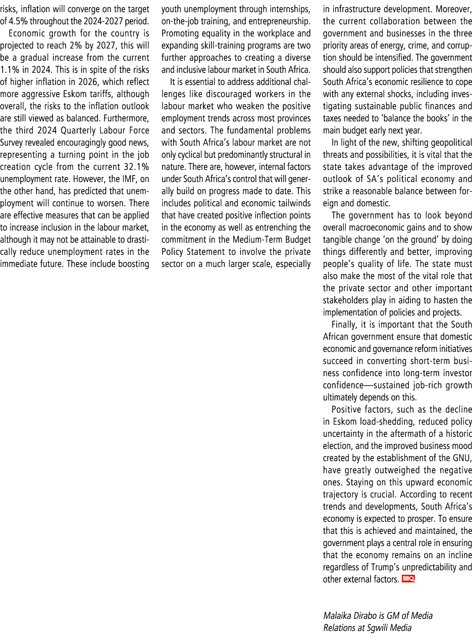 risks, inflation will converge on the target of 4.5% throughout the 2024 2027 period. Economic growth for the country...