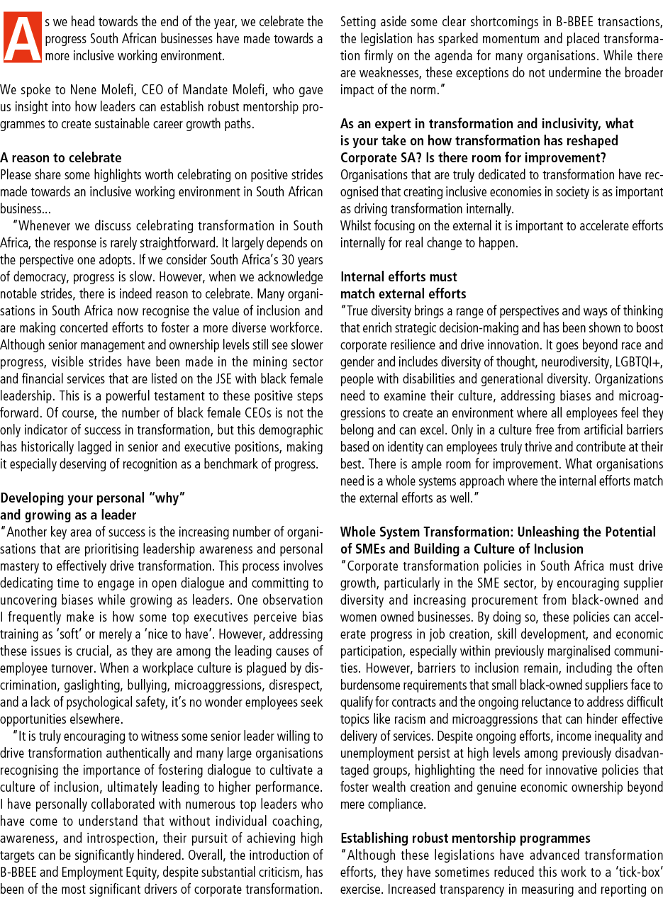 As we head towards the end of the year, we celebrate the progress South African businesses have made towards a more i...