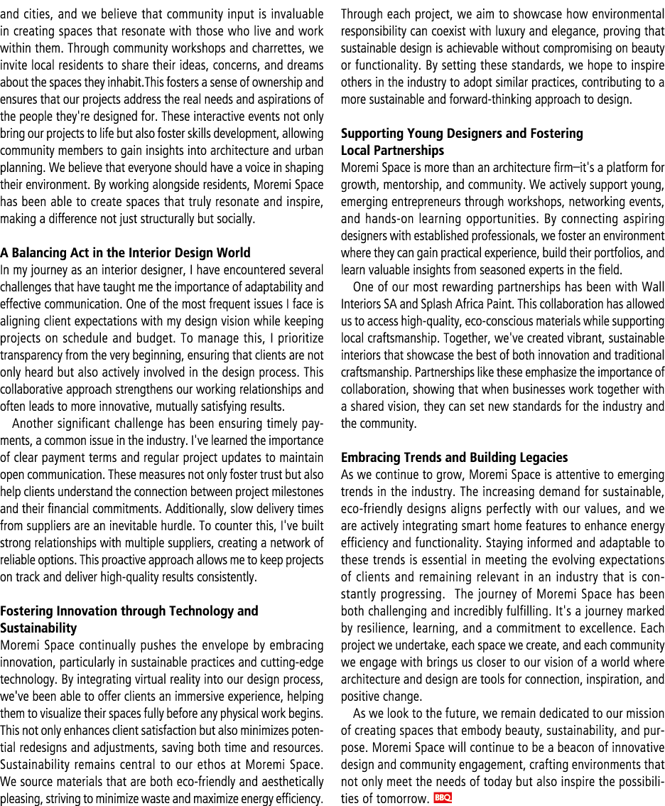 and cities, and we believe that community input is invaluable in creating spaces that resonate with those who live an...