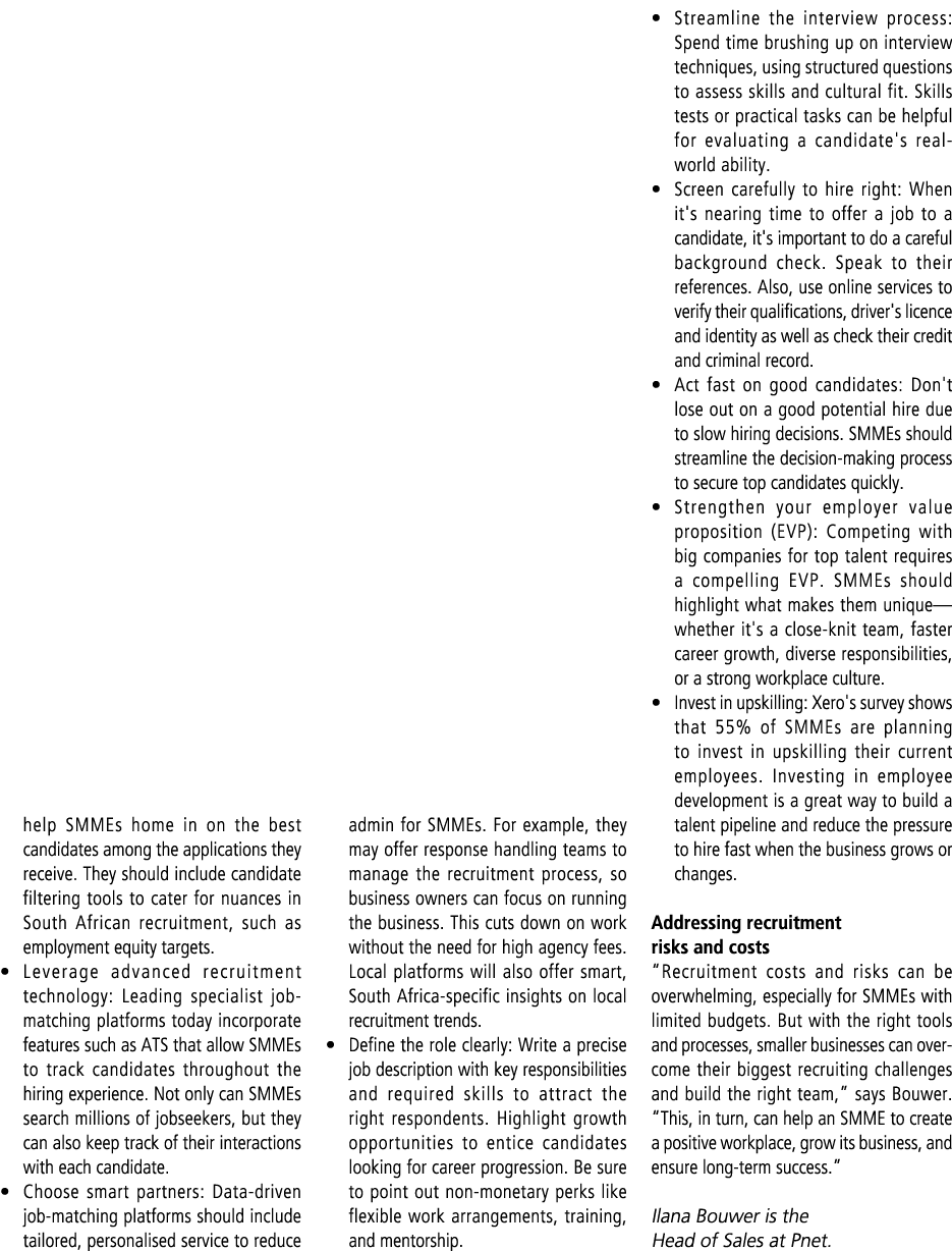 help SMMEs home in on the best candidates among the applications they receive. They should include candidate filterin...
