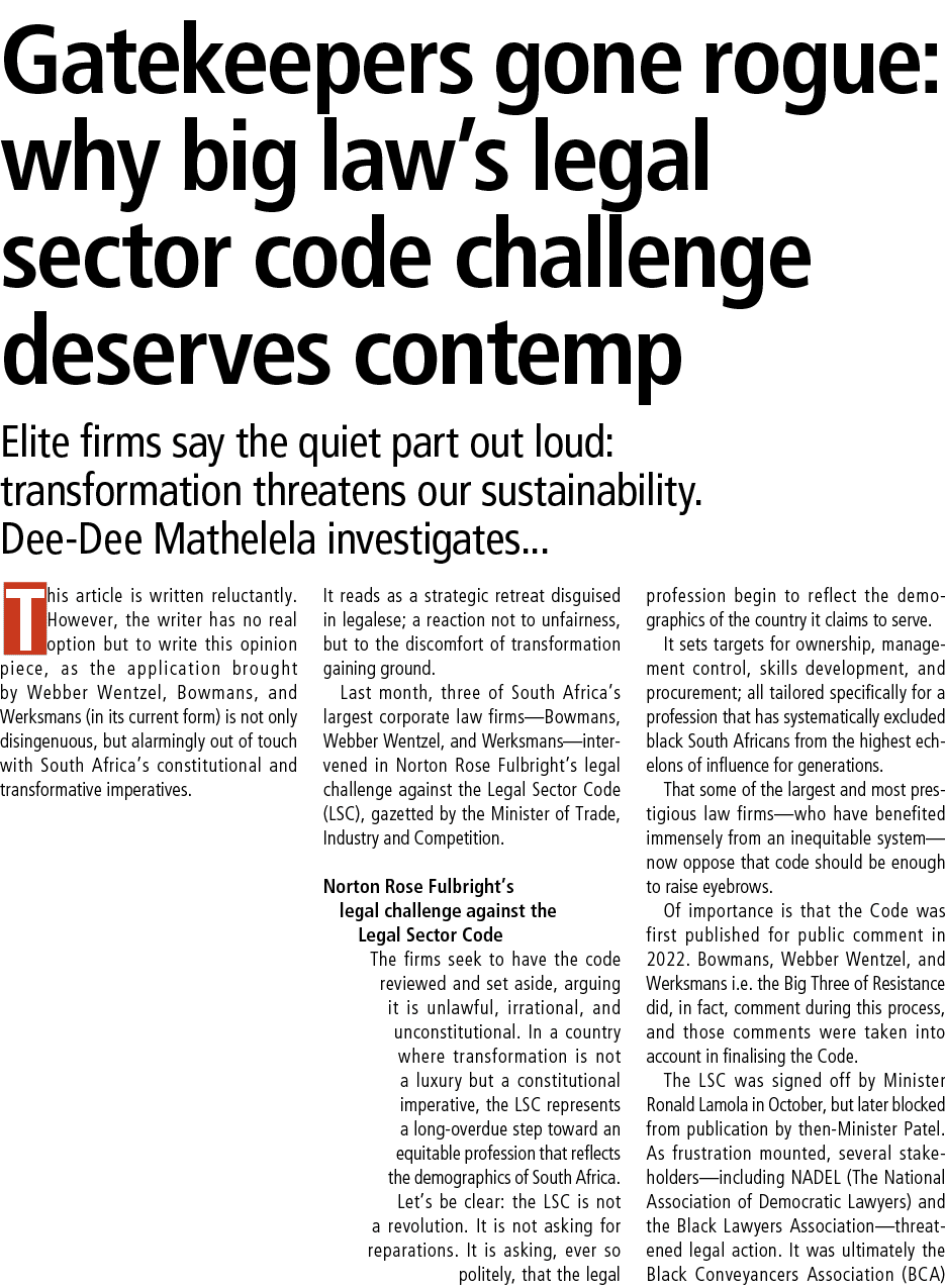 Gatekeepers gone rogue: why big law’s legal sector code challenge deserves contemp Elite firms say the quiet part out...