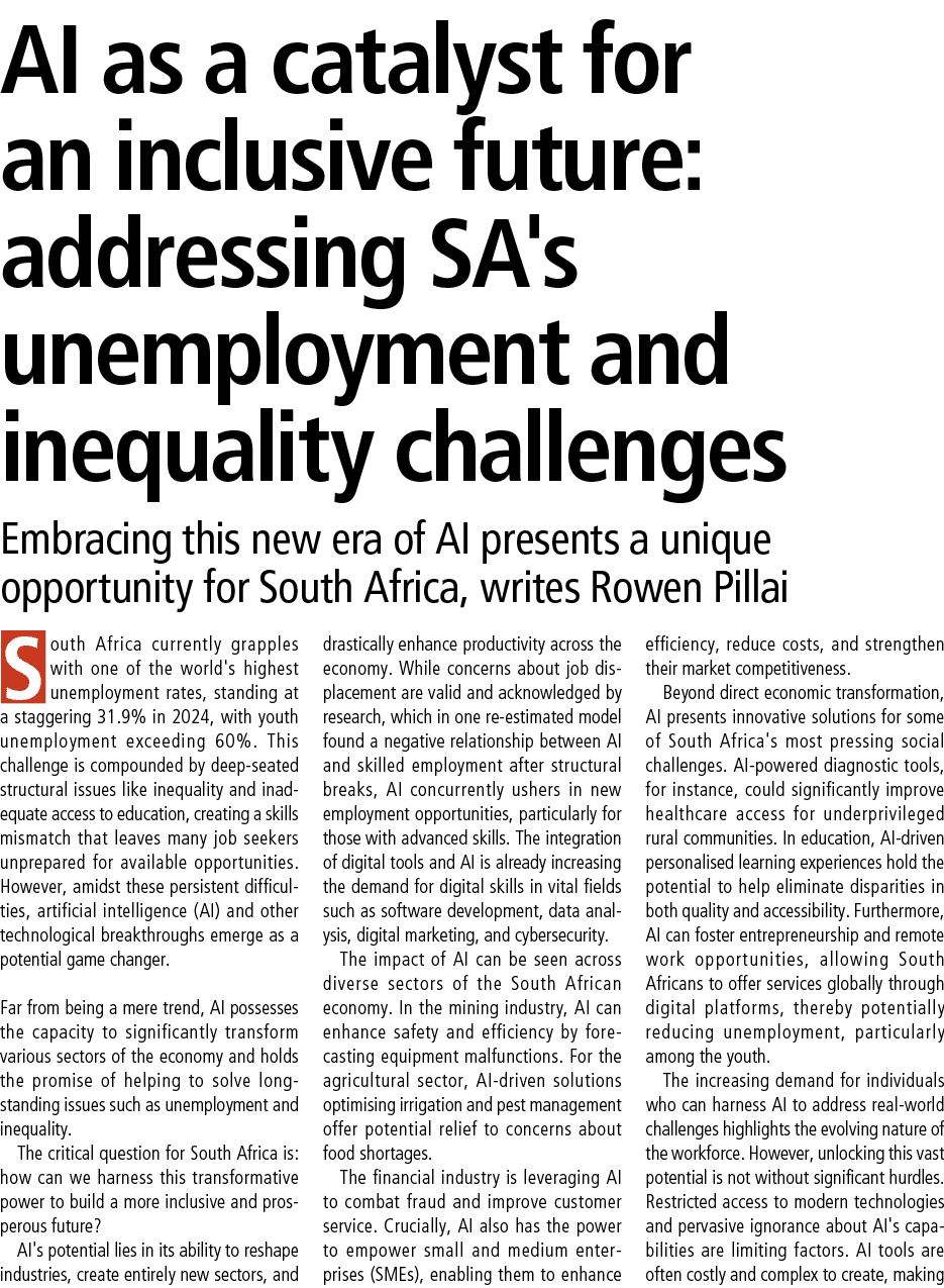 AI as a catalyst for an inclusive future: addressing SA's unemployment and inequality challenges Embracing this new e...
