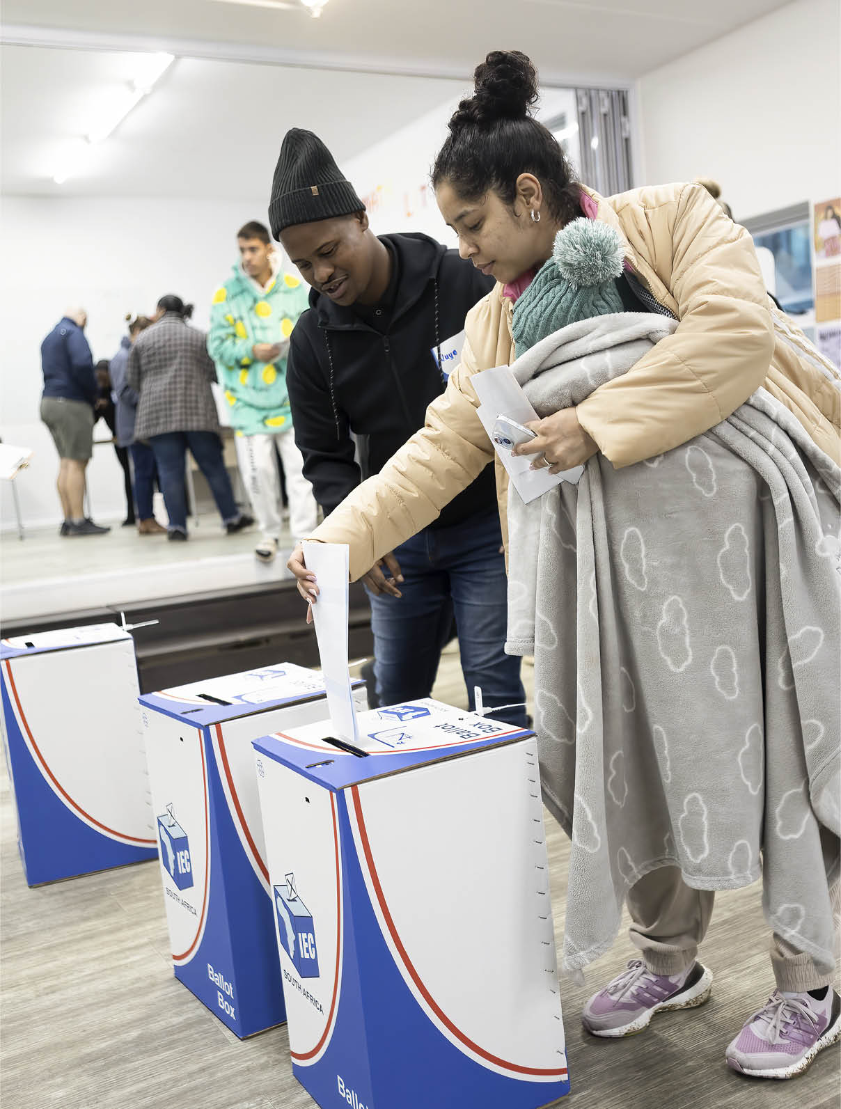 CAPE TOWN, SOUTH AFRICA - MAY 29: Voters during the South Africa General Elections at Riverside College on May 29, 2024 in Cape Town, South Africa. South Africans voted in the country?s seventh democratic general elections to elect a new National Assembly as well as the provincial legislature in each of the nine provinces. (Photo by Misha Jordaan/Gallo Images via Getty Images)