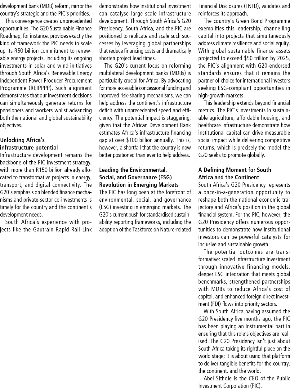 development bank (MDB) reform, mirror the country’s strategic and the PIC’s priorities. This convergence creates unpr...