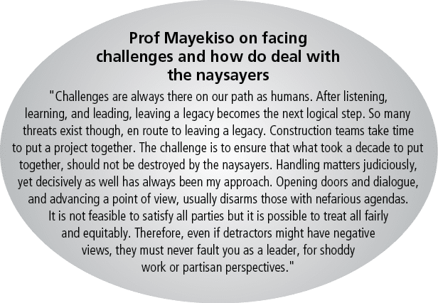Prof Mayekiso on facing challenges and how do deal with the naysayers \“Challenges are always there on our path as hu...