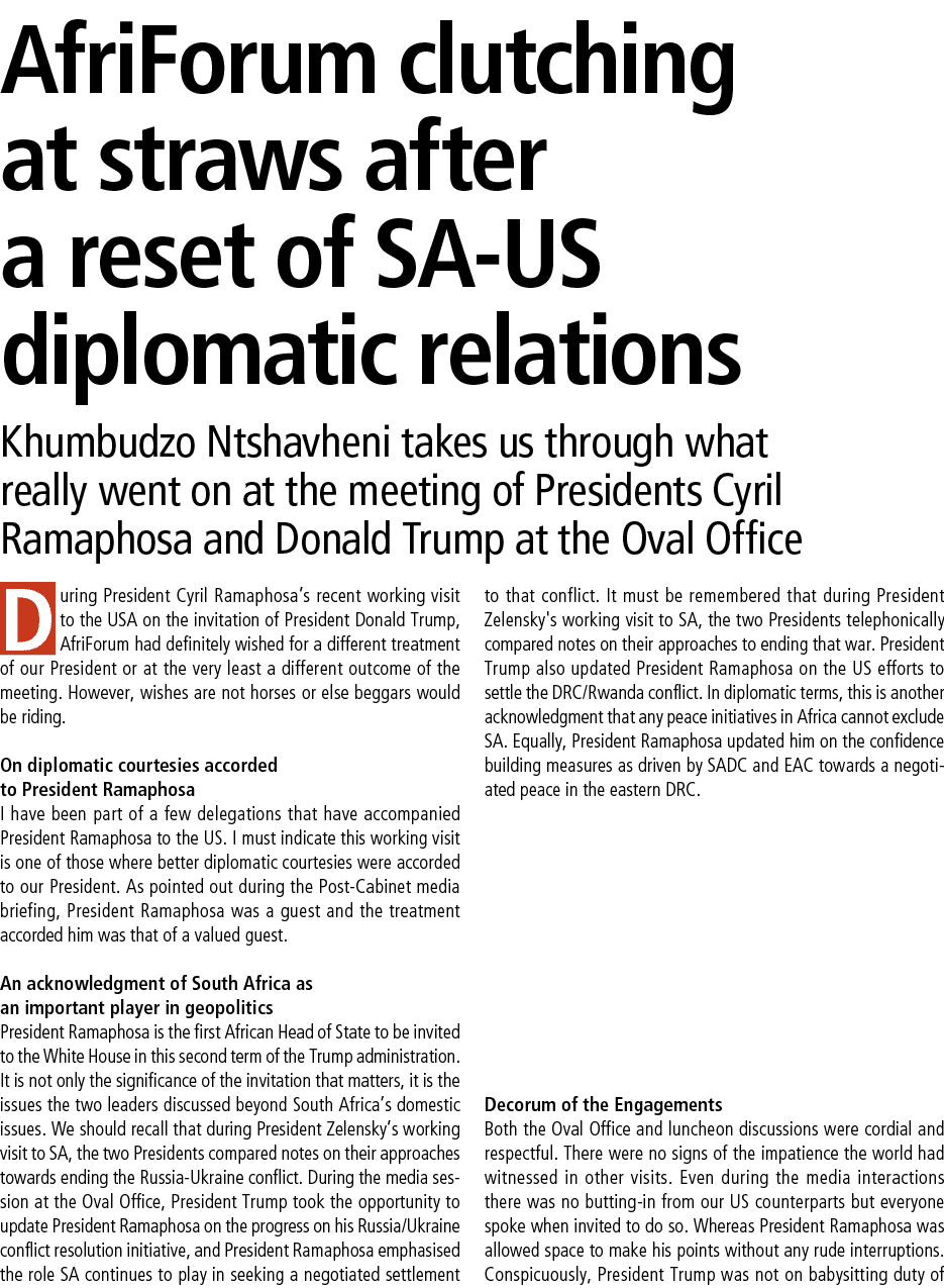 AfriForum clutching at straws after a reset of SA US diplomatic relations Khumbudzo Ntshavheni takes us through what ...