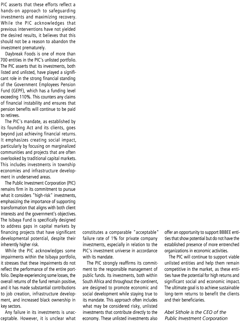 PIC asserts that these efforts reflect a hands on approach to safeguarding investments and maximizing recovery. While...