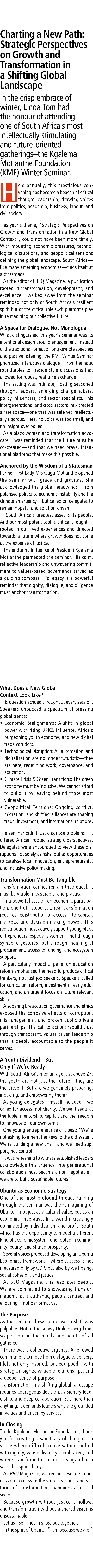 Charting a New Path: Strategic Perspectives on Growth and Transformation in a Shifting Global Landscape In the crisp ...