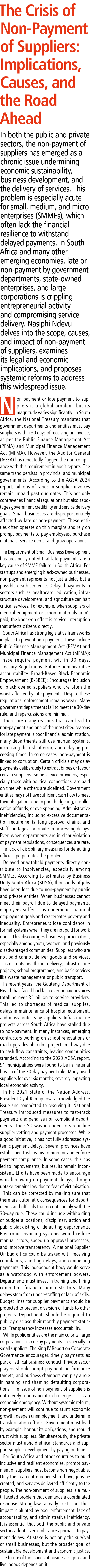 The Crisis of Non Payment of Suppliers: Implications, Causes, and the Road Ahead In both the public and private secto...