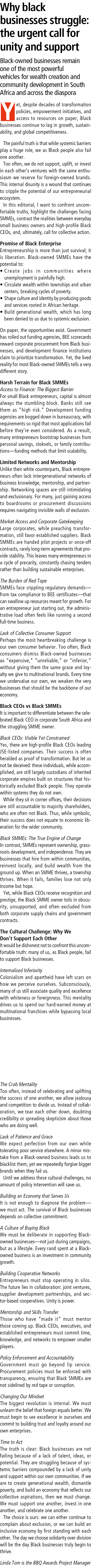 Why black businesses struggle: the urgent call for unity and support Black owned businesses remain one of the most po...