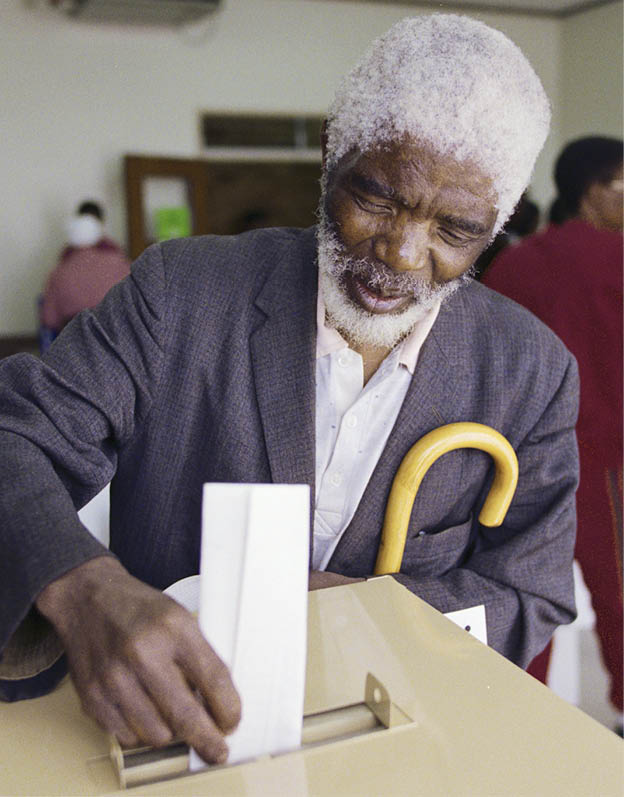 A South African man turns in his vote for the 1994 election.  (Photo by David Turnley/Corbis/VCG via Getty Images)