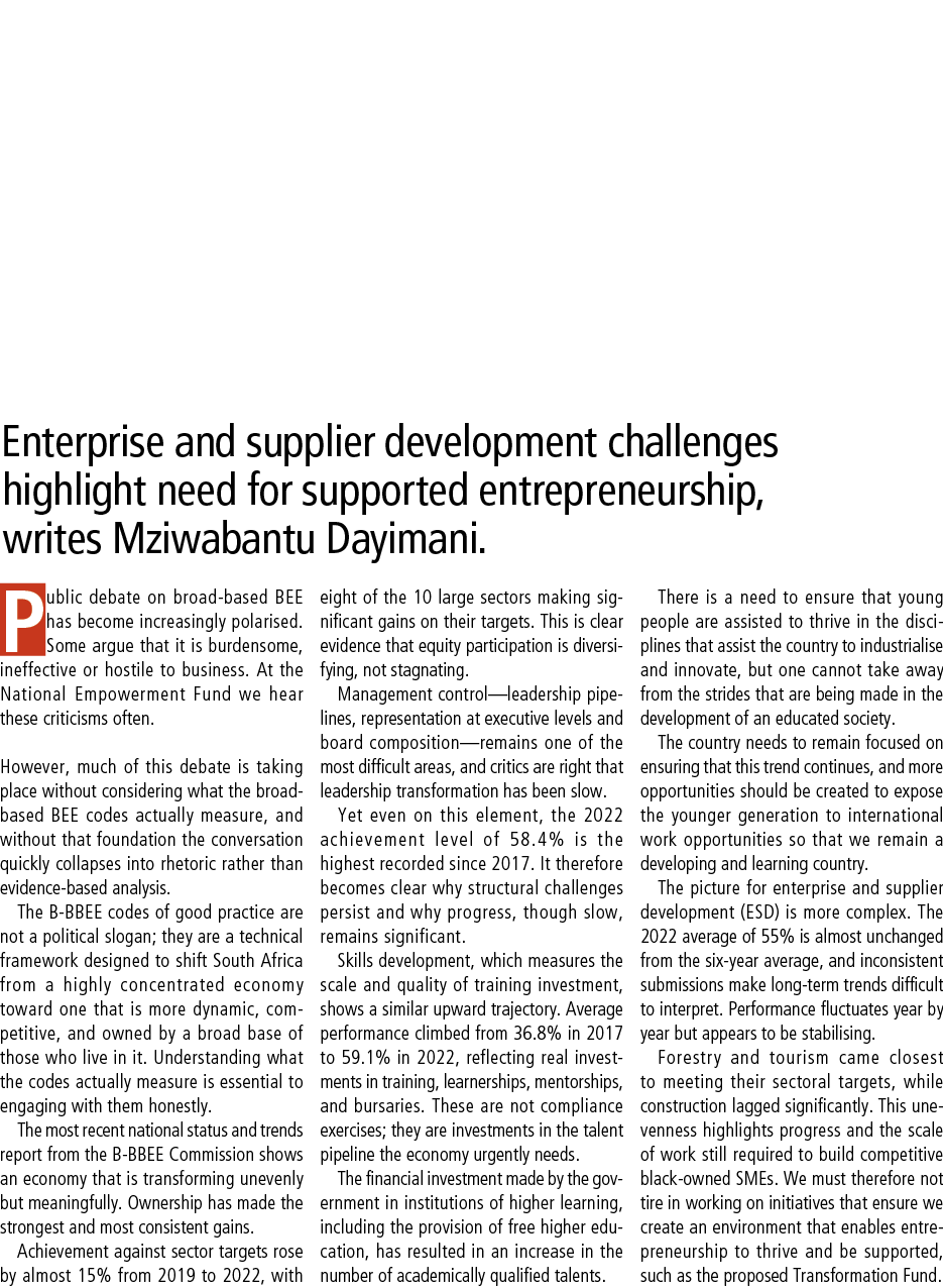 What the B BBEE sector codes reveal about South Africa’s real transformation progress Enterprise and supplier develop...