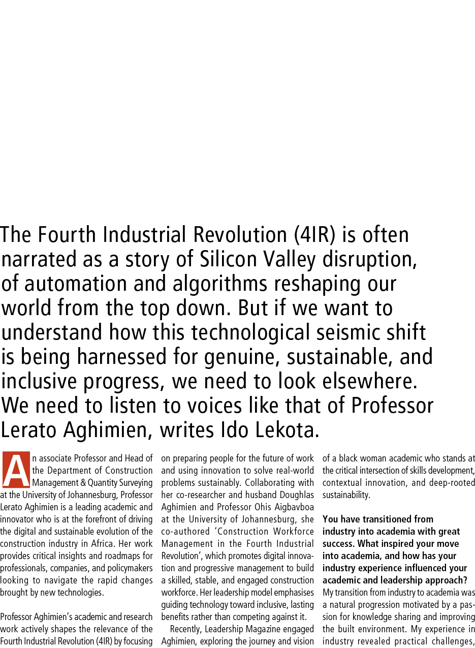 Young Black Female Academic Driving Innovation in the Construction Industry The Fourth Industrial Revolution (4IR) is...