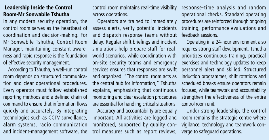  Leadership Inside the Control Room Mr Sonwabile Tshutha In any modern security operation, the control room serves as...