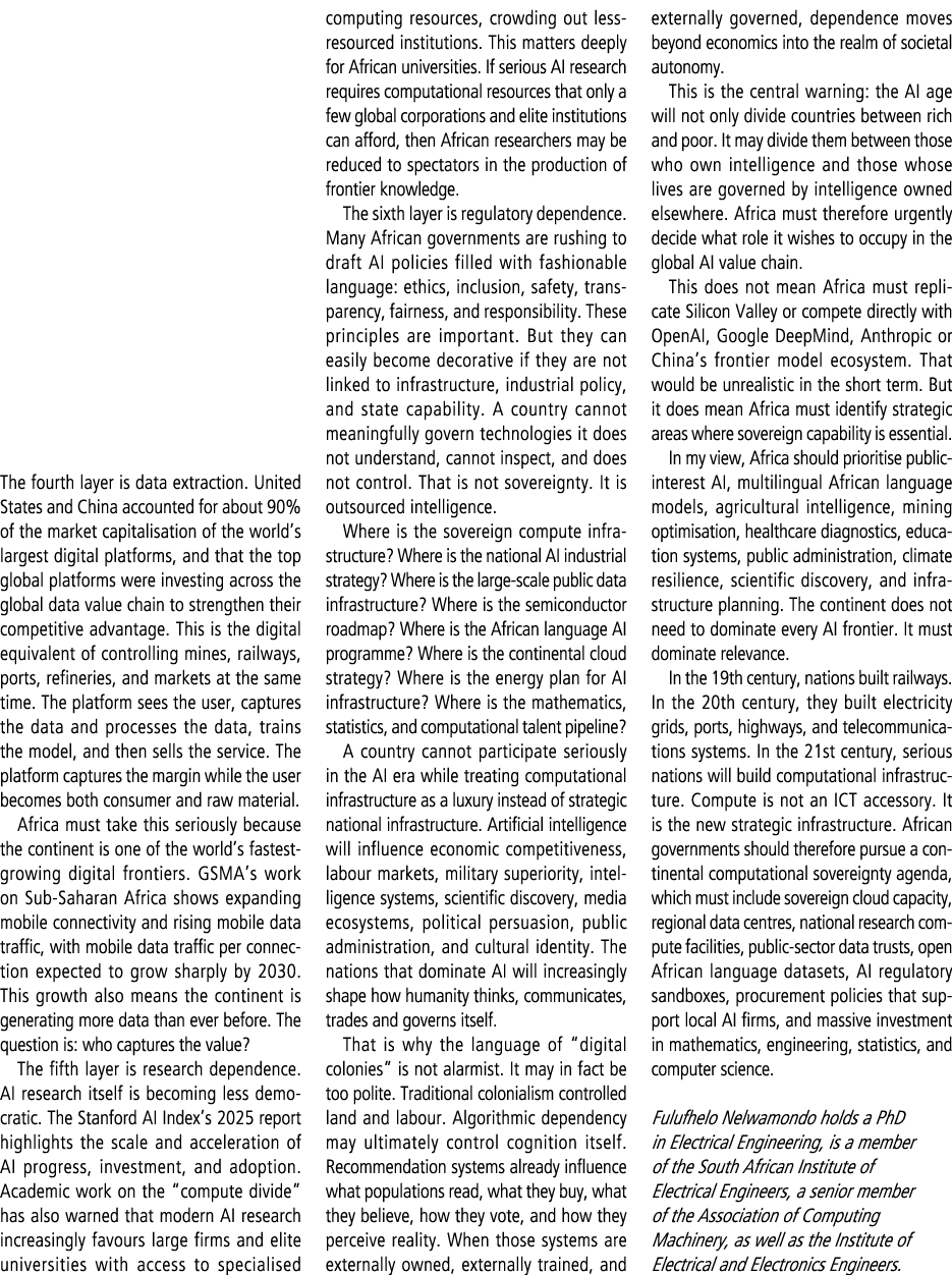 The fourth layer is data extraction. United States and China accounted for about 90% of the market capitalisation of ...