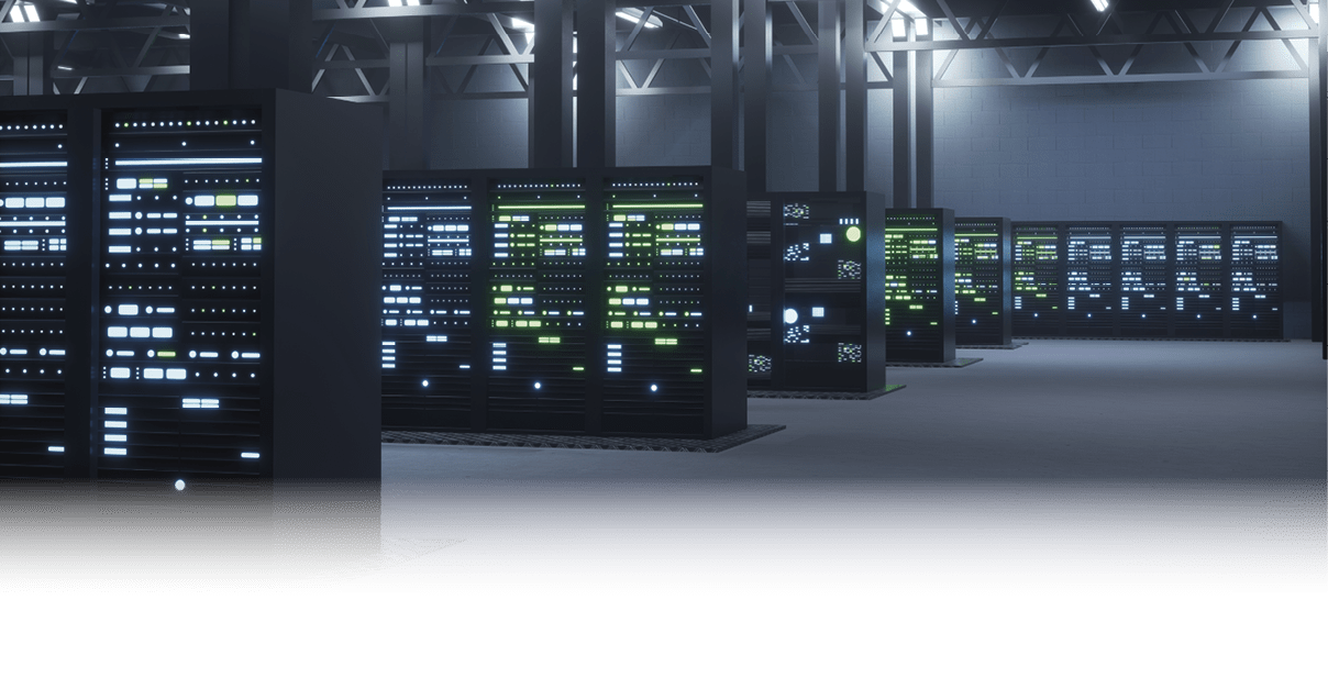 Modern data center providing cloud services, enabling businesses to access computing resources and storage on demand over internet. Server room infrastructure 3D render animation