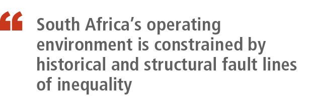 ￼ South Africa’s operating environment is constrained by historical and structural fault lines of inequality