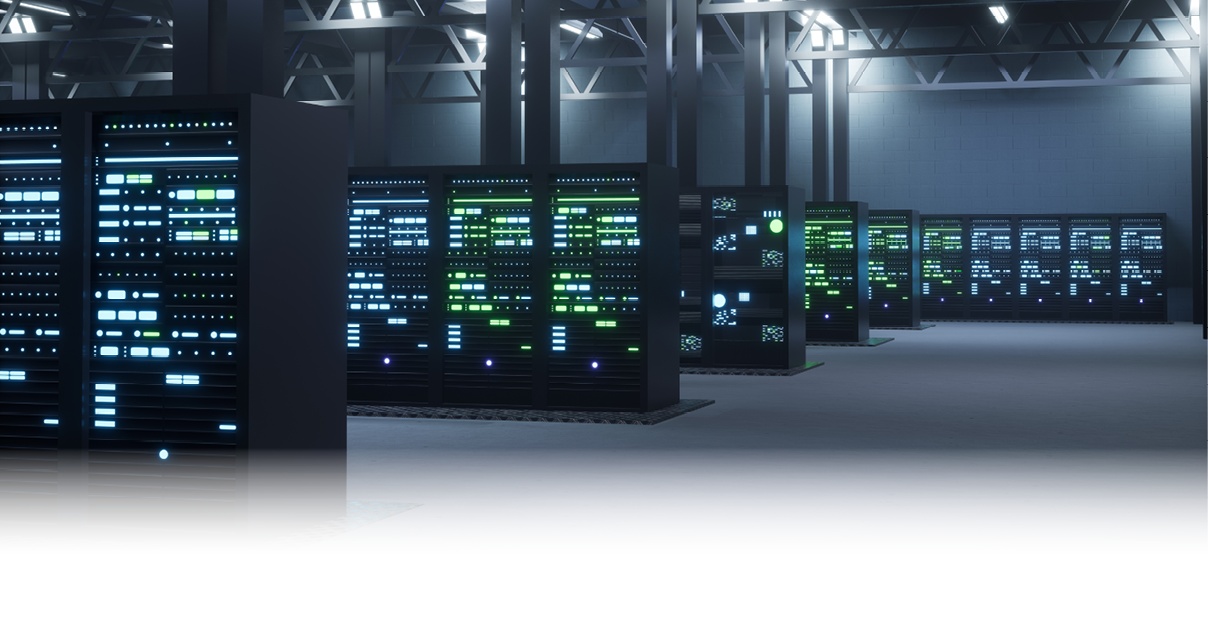 Modern data center providing cloud services, enabling businesses to access computing resources and storage on demand over internet. Server room infrastructure 3D render animation