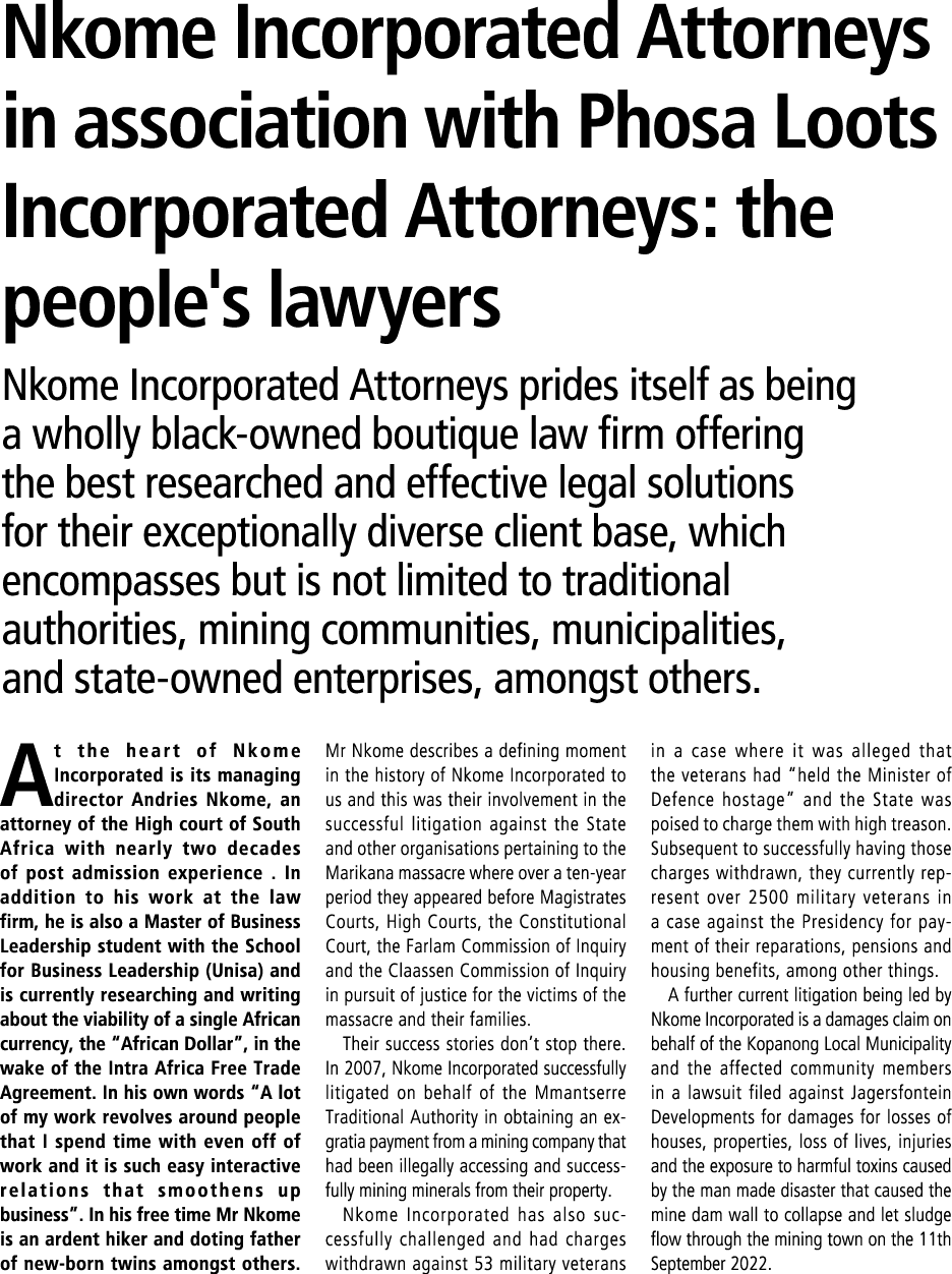 Nkome Incorporated Attorneys in association with Phosa Loots Incorporated Attorneys: the people's lawyers Nkome Incor...