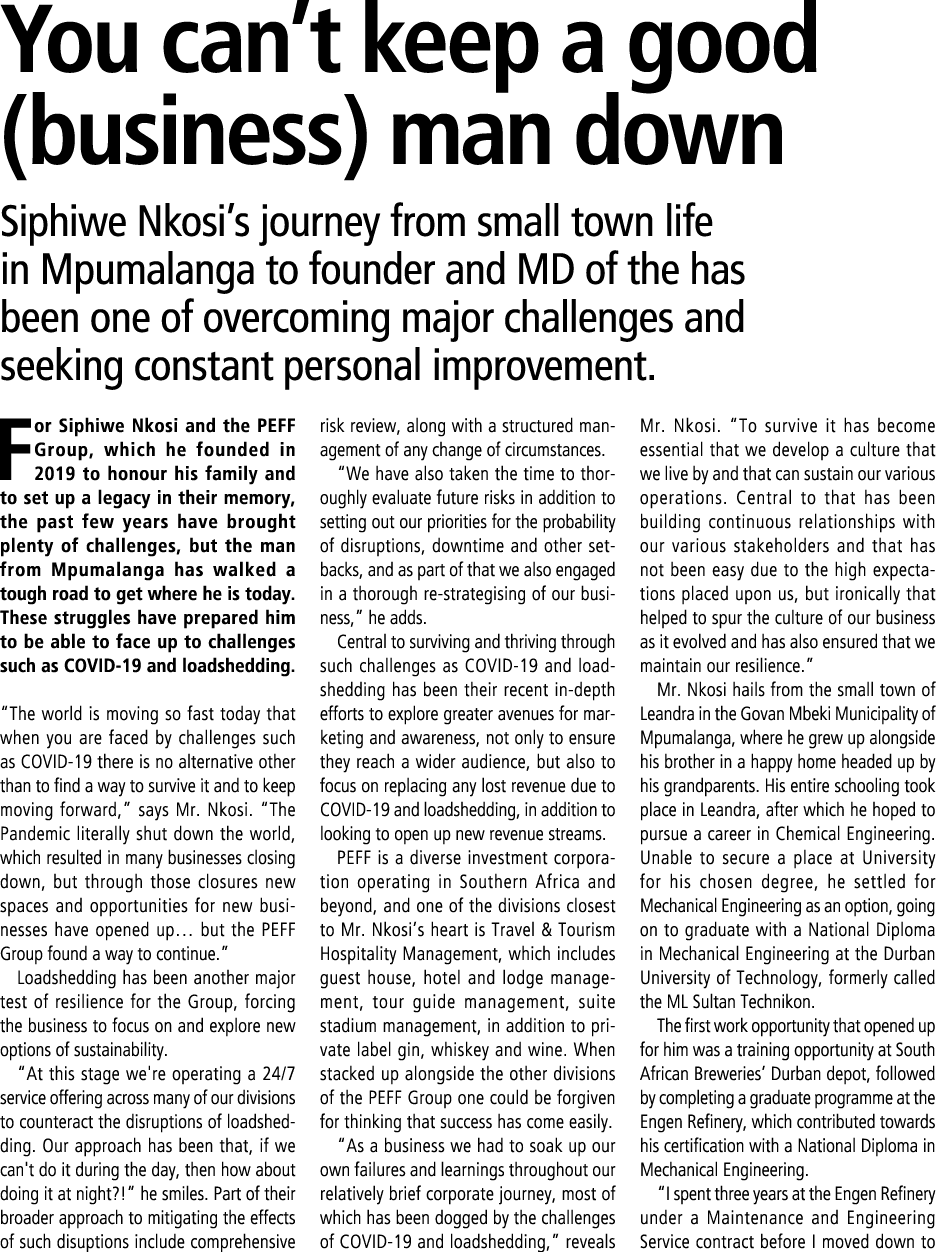 You can’t keep a good (business) man down Siphiwe Nkosi’s journey from small town life in Mpumalanga to founder and M...