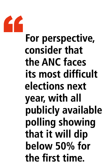 “ For perspective, consider that the ANC faces its most difficult elections next year, with all publicly available po...