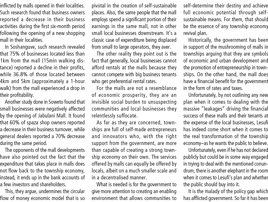 inflicted by malls opened in their localities. Such research found that business owners reported a decrease in their ...