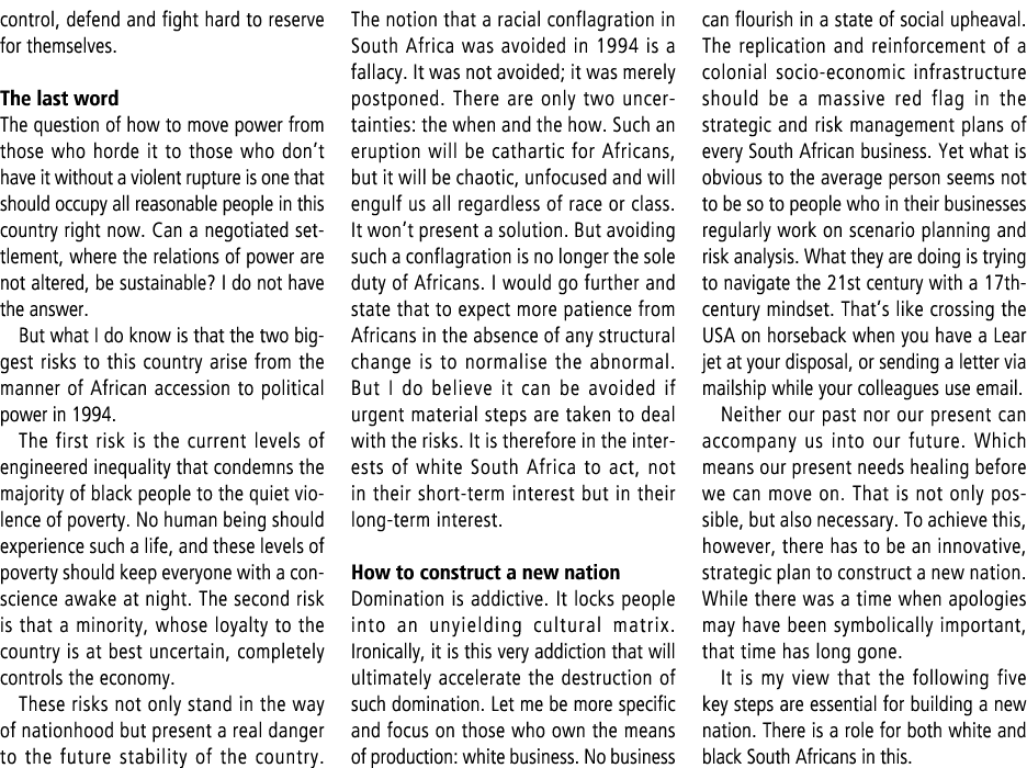 control, defend and fight hard to reserve for themselves. The last word The question of how to move power from those ...