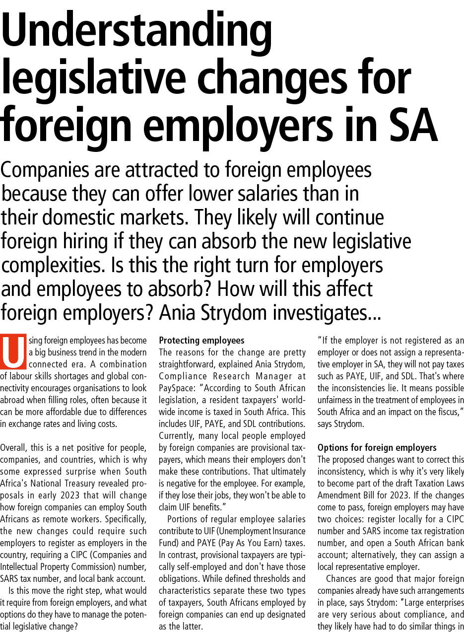 Understanding legislative changes for foreign employers in sa Companies are attracted to foreign employees because th...